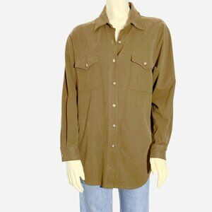 Vintage JONES NEW YORK Cotton Knit Button Down Shirt in Khaki  / size Small